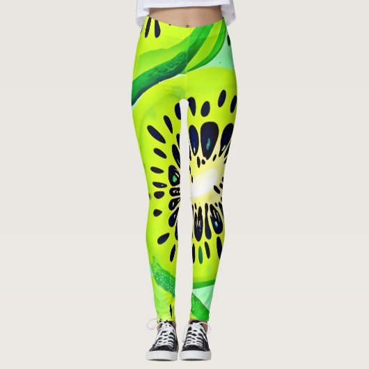 Kiwi Slices: Levendig en fris Leggings (Voorkant)