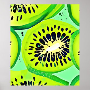 Kiwi Slices: Levendig en fris Poster