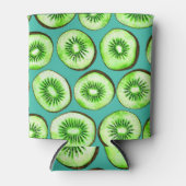 Kiwi snijdsels op turquoise blikjeskoeler (Voorkant)