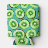 Kiwi snijdsels op turquoise blikjeskoeler (Achterkant)