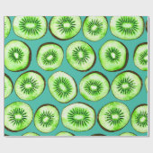 Kiwi snijdsels op turquoise cadeaupapier (Vlak)