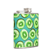 Kiwi snijdsels op turquoise heupfles (Rechts)