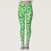 Kiwi snijdsels op turquoise leggings (Voorkant)