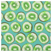Kiwi snijdsels op turquoise stof (Swatch)