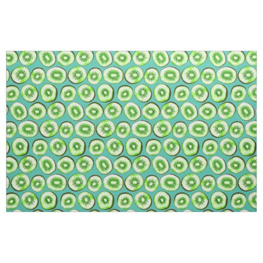 Kiwi snijdsels op turquoise stof (Fat Quarter)
