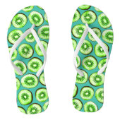Kiwi snijdsels op turquoise teenslippers (Voetbed)