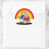 Kiwi spelen gitaar regenboog vierkante sticker (Tas)