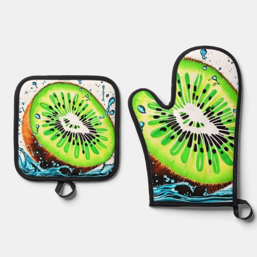 Kiwi Splash van frisheid Ovenwant & Pannenlap Set (Voorkant)