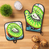 Kiwi Splash van frisheid Ovenwant & Pannenlap Set (Top down)