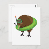 Kiwi Swimming Briefkaart (Voorkant / Achterkant)