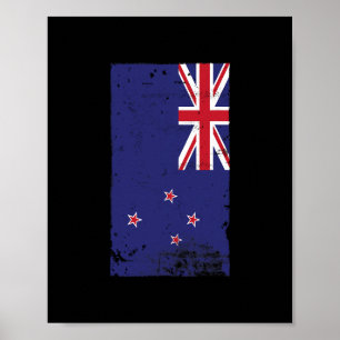Kiwi trots reizen vakantie Nieuw-Zeeland vlag  Poster