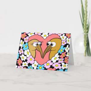 Kiwi Valentijn met bloemen Wenskaart Feestdagen Kaart