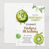 Kiwi verjaardagsfeest uitnodiging (Voorkant / Achterkant)