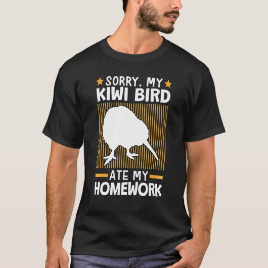 Kiwi vogel at mijn huiswerk Flightless Kiwi vogel T-shirt (Voorkant)