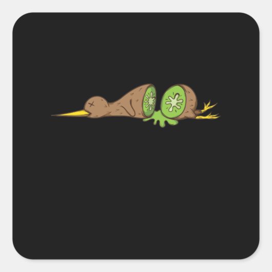 Kiwi Vogel aufgeschnitten wie eine Kiwifrucht Vierkante Sticker (Voorkant)