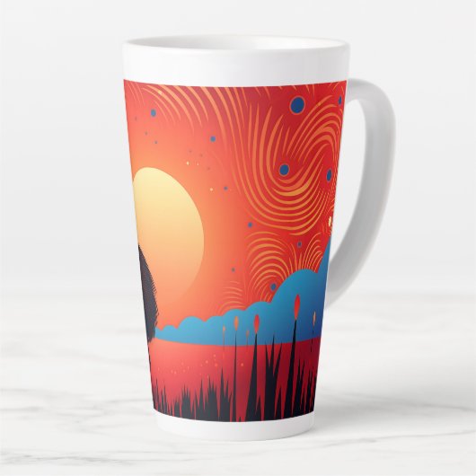 Kiwi Vogel bij Twilight Latte Mok (Rechterhoek)