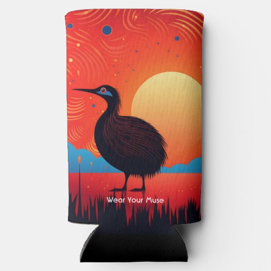 Kiwi Vogel bij Twilight Seltzer Blikjeskoeler (Achterkant)