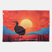 Kiwi Vogel bij Twilight Theedoek (Horizontaal)