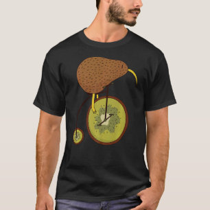 Kiwi-vogel fietst op een kiwi-fiets t-shirt