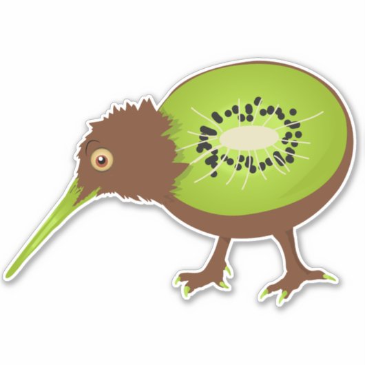 Kiwi Vogel Grappig Fruit Sticker (Voorkant)