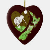Kiwi-vogel NEW ZEALAND met een liefdeshart Keramisch Ornament (Rechts)