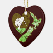 Kiwi-vogel NEW ZEALAND met een liefdeshart Keramisch Ornament (Links)