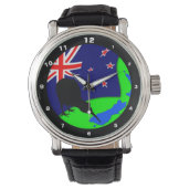 Kiwi Vogel & Nieuw-Zeeland Vlag/Kaart Kunst (Kijke Horloge