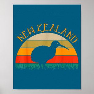 Kiwi vogel nz reizen Nieuw-Zeelander Nieuw-Zeeland Poster