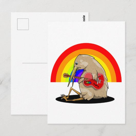 Kiwi vogel spelen een akoestische gitaar briefkaart (Voorkant / Achterkant)