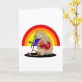 Kiwi vogel spelen een akoestische gitaar kaart (Gele Bloem)