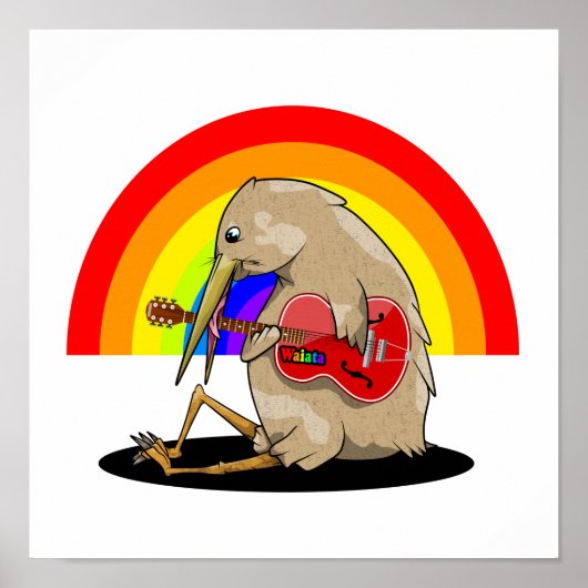 Kiwi vogel spelen een akoestische gitaar poster (Voorkant)