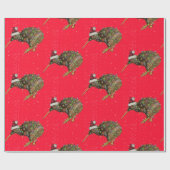 Kiwi Vogel Verpakt in Kerstverlichting Nieuw-Zeela Cadeaupapier (Vlak)