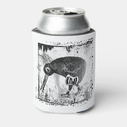 Kiwi vogel zwart en wit blikjeskoeler (Blikje Achterkant)