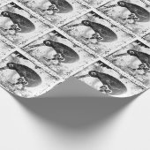 Kiwi vogel zwart en wit cadeaupapier (Hoek)