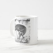 Kiwi vogel zwart en wit koffiemok (Voorkant links)