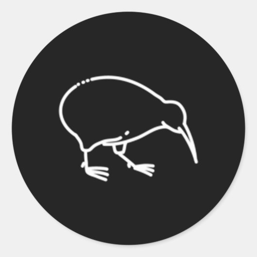 Kiwi Vogelbadge Patch Line Icon Nieuw-Zeeland Ronde Sticker (Voorkant)