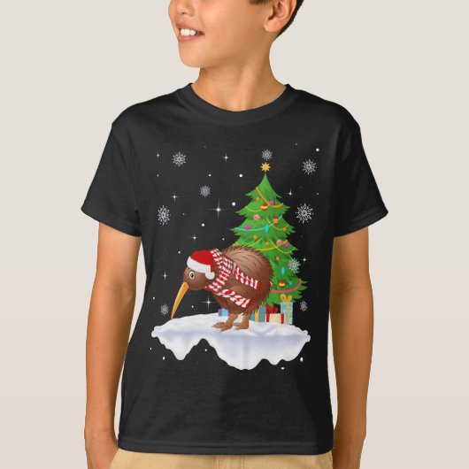 Kiwi Vogelliefhebber Gift Santa Hat Kiwi Kerstmis T-shirt (Voorkant)