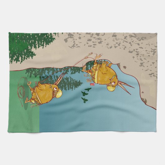 Kiwi Vogelrots klimmen Theedoek (Horizontaal)