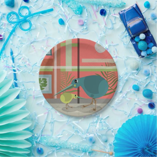 Kiwi vogels binnenin papieren bordje (Feest)