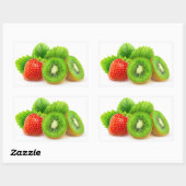 Kiwi-vruchten en aardbei rechthoekige sticker (Vel)
