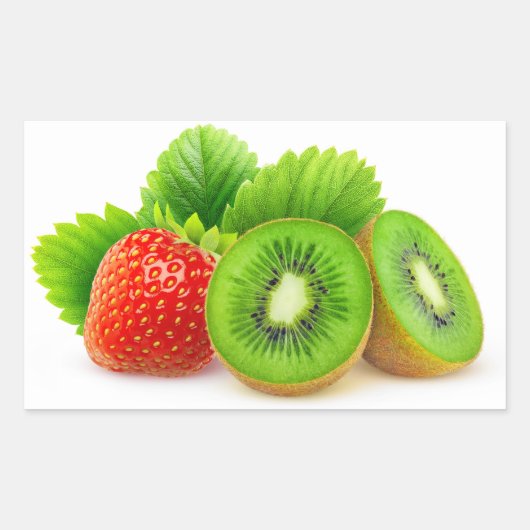 Kiwi-vruchten en aardbei rechthoekige sticker (Voorkant)