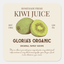  kiwi vruchtensap aangepast productlabel vierkante sticker