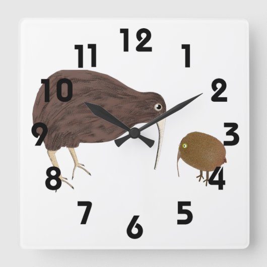 Kiwi Wall Clock Vierkante Klok (Voorkant)