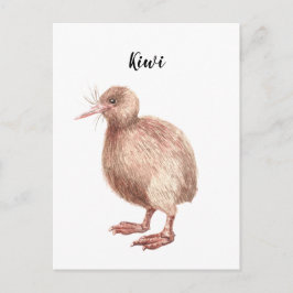 Kiwi waterverf geverfde vogelkaart. briefkaart