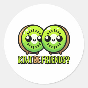 Kiwi wees vrienden! Schattigee Kiwi Fruit Pun Ronde Sticker