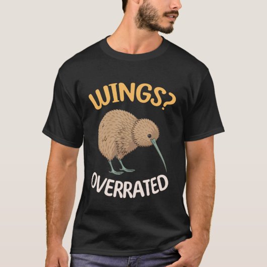 Kiwi Wings Overrated Flightless Bird Humor T-shirt (Voorkant)