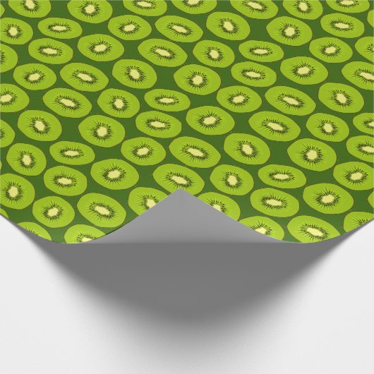 Kiwi's: donkergroen. cadeaupapier (Hoek)