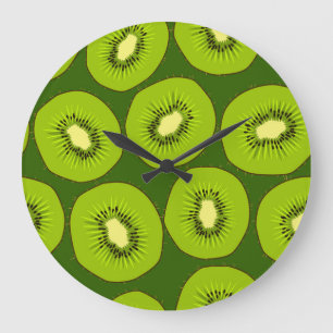 Kiwi's: donkergroen. grote klok