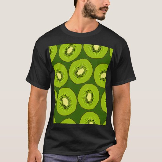 Kiwi's: donkergroen. t-shirt (Voorkant)