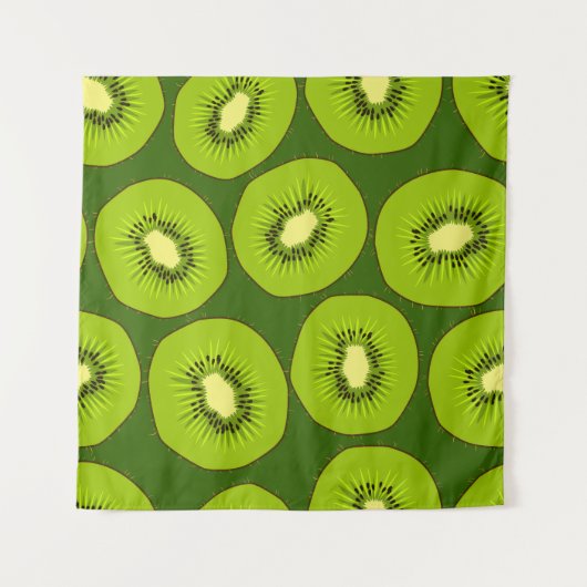 Kiwi's: donkergroen. wandkleed (Voorkant)